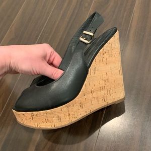 Wedges, black sandals